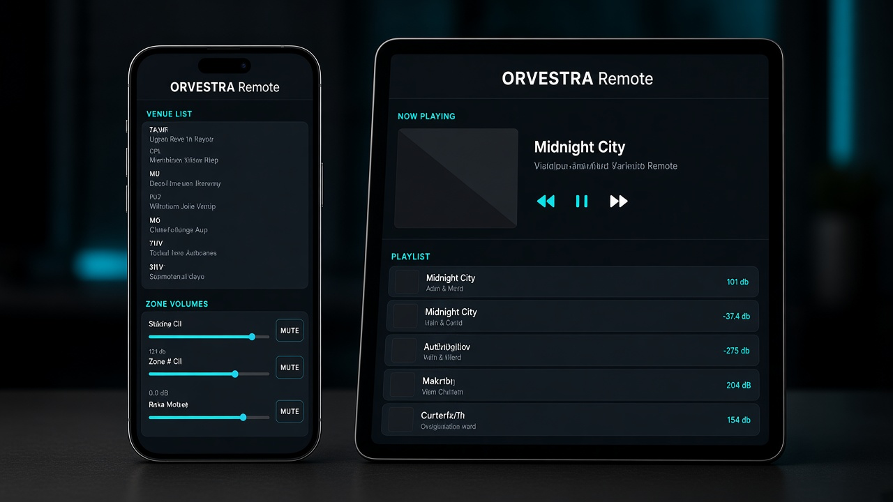 ORVESTRA remote control na telefonu i tabletu s zonama i playlistama